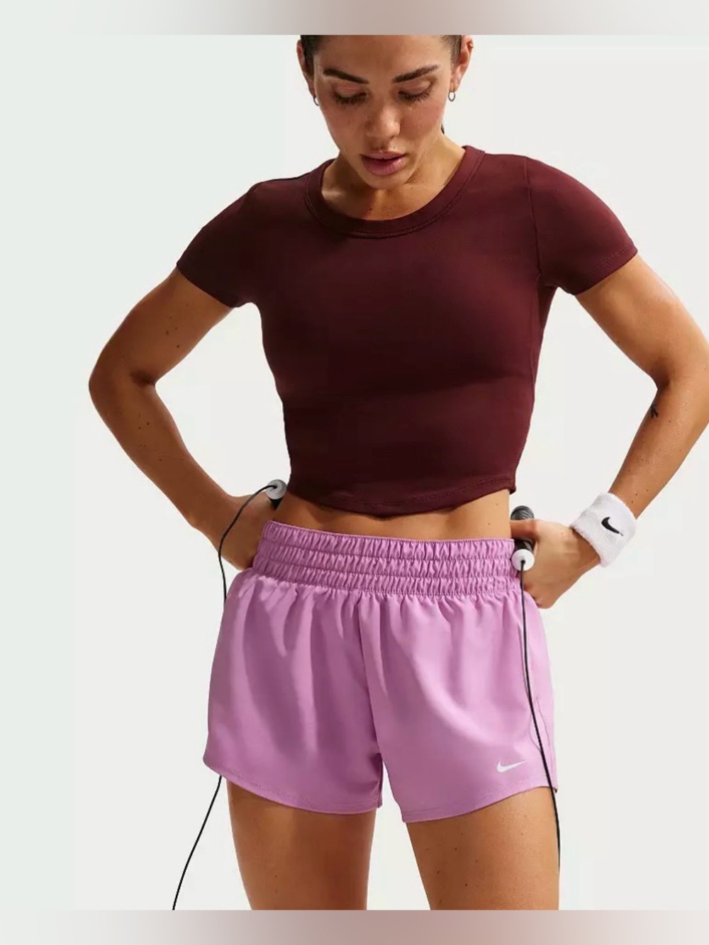 NWT Nike Women's One Dri-FIT Mid-Rise 3" Brief-Lined Shorts in Color: Light Pink